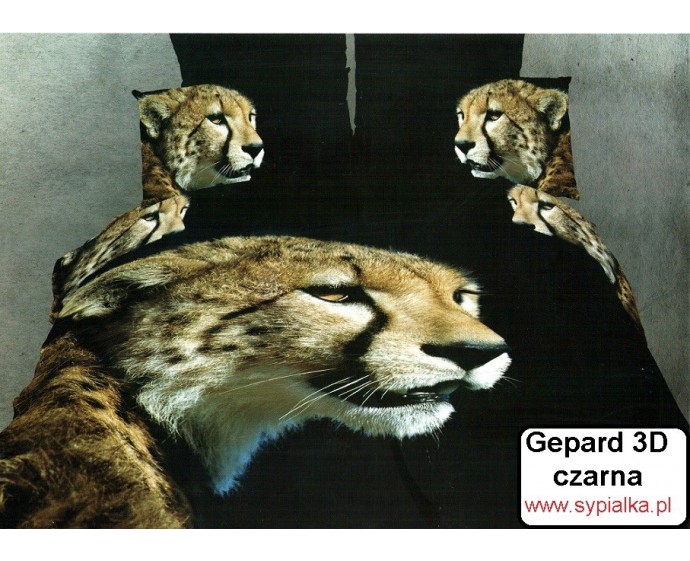Pościel 3D Gepard czarne tło 160x200