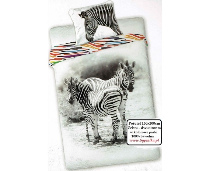 Pościel dwustronna Zebra 160x200 Wild kolorowa