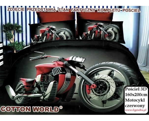 Pościel 3D Motocykl czerwony 160x200 motor